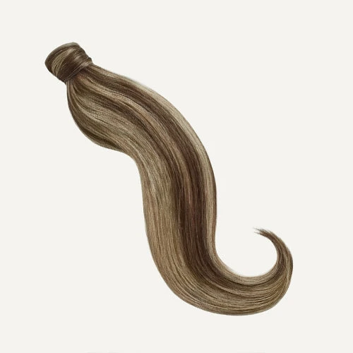 20" Ash Brown Highlights Ponytail Extension (120g) 2 20" Ash Brown Highlights Ponytail Extension (120g) - Image 2