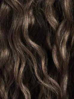 20" Cool Dark Brown Balayage Curly Ponytail Extension (120g) -Hair Extensions Shop 3X4 Luxy Hair Curly Ponytail Extensions Cool Dark Brown Balayage Color Swatch