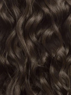 20" Cool Dark Brown Curly Ponytail Extension (120g) -Hair Extensions Shop 3X4 Luxy Hair Curly Ponytail Extensions Cool Dark Brown Color Swatch