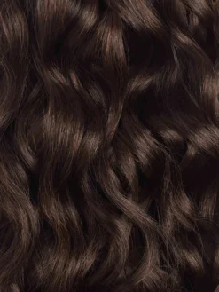 20" Dark Brown Curly Ponytail Extension (120g) -Hair Extensions Shop 3X4 Luxy Hair Curly Ponytail Extensions Dark Brown Color Swatch