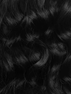 20" Jet Black Curly Ponytail Extension (120g) -Hair Extensions Shop 3X4 Luxy Hair Curly Ponytail Extensions Jet Black Color Swatch