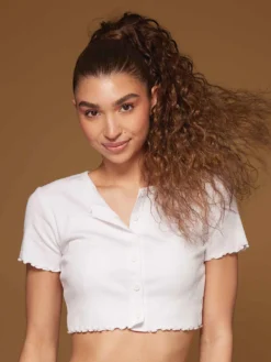 20" Chocolate Brown Balayage Curly Ponytail Extension (120g) -Hair Extensions Shop Luxy Hair Extensions Clip In Curly Ponytail Chocolate Brown Balayage After 2