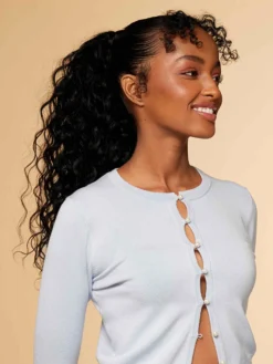 20" Jet Black Curly Ponytail Extension (120g) -Hair Extensions Shop Luxy Hair Extensions Clip In Curly Ponytail Jet Black After 1