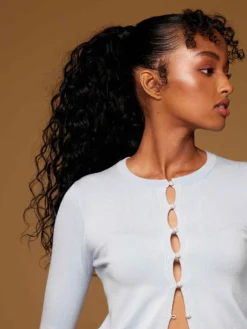 20" Jet Black Curly Ponytail Extension (120g) -Hair Extensions Shop Luxy Hair Extensions Clip In Curly Ponytail Jet Black After 2