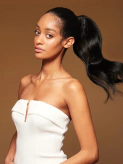 16" Jet Black Ponytail Extension (100g) -Hair Extensions Shop Luxy Hair Extensions Jet Black 16 Ponytail NS1