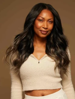 20" Off Black Bronde Balayage Halo® Hair Extensions (180g) -Hair Extensions Shop Luxy Hair Extensions Off Black Bronde Balayage 20 Inches 4