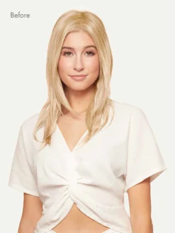 16" Ash Blonde Halo® Hair Extensions Volume Bundle -Hair Extensions Shop Luxy Hair Extensions Ash Blonde Before Front 549b6281 9ff8 4053 8f5d 6702a9ea8085