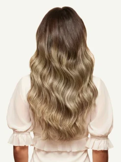 16" Ash Brown Highlights Halo® Hair Extensions Volume Bundle -Hair Extensions Shop Luxy Hair Extensions Ash Brown Highlights 16 After Back ff53cbf9 97e4 49f7 aa34 d1f6feec19e8