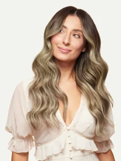 16" Ash Brown Highlights Halo® Hair Extensions Volume Bundle -Hair Extensions Shop Luxy Hair Extensions Ash Brown Highlights 16 After Front1 dc3f8114 1915 41ef 9e4f d1a67bff2402