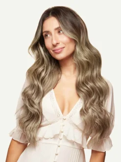 20" Ash Brown Highlights Halo® Hair Extensions Volume Bundle -Hair Extensions Shop Luxy Hair Extensions Ash Brown Highlights 20 After Side 28cbfedb 3f69 46d2 b7ab a78d65046278