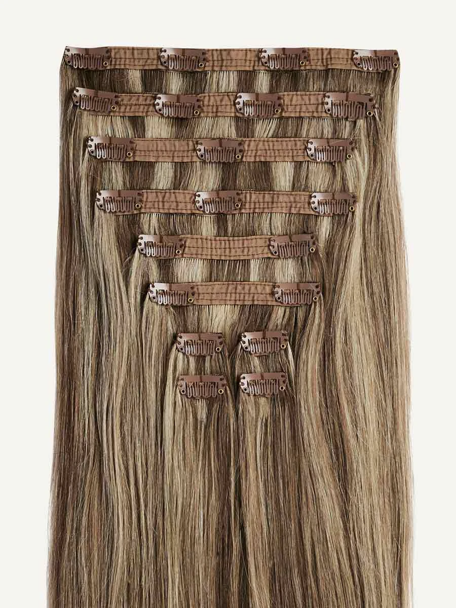 20" Classic Ash Brown Highlights Clip-Ins (160g) 9 20" Classic Ash Brown Highlights Clip-Ins (160g) - Image 9