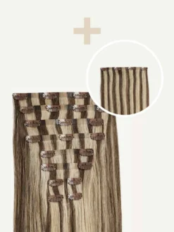 20" Seamless Ash Brown Highlights Volume Bundle Clip-Ins -Hair Extensions Shop Luxy Hair Extensions Ash Brown Highlights Seamless 225g Volume Bundle