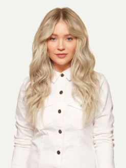 16" Dimensional Beige Blonde Halo® Hair Extensions (140g) -Hair Extensions Shop Luxy Hair Extensions Beige Blonde 16 After Front