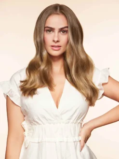 16" Chestnut Brown Balayage Halo® Hair Extensions (140g) -Hair Extensions Shop Luxy Hair Extensions Chestnut Brown Balayage 16 After NS1