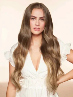 24" Classic Chestnut Brown Balayage Clip-Ins (240g) -Hair Extensions Shop Luxy Hair Extensions Chestnut Brown Balayage 24 After NS2