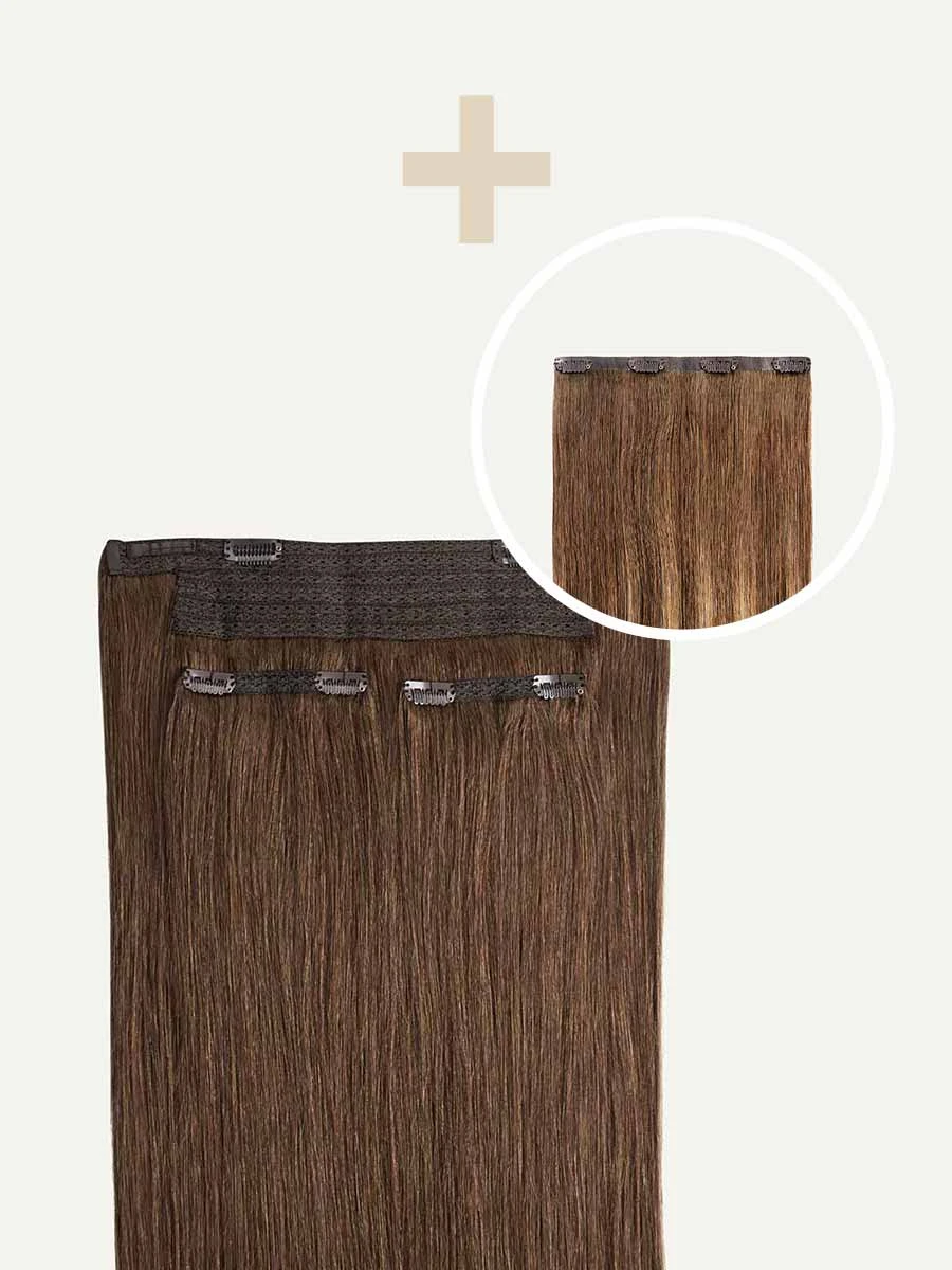 16" Chestnut Brown Balayage Halo® Hair Extensions Volume Bundle 6 16" Chestnut Brown Balayage Halo® Hair Extensions Volume Bundle - Image 6