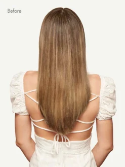 20" Chestnut Brown Highlights Halo® Hair Extensions (180g) -Hair Extensions Shop Luxy Hair Extensions Chestnut Brown Highlights Before Back