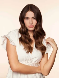 16" Chocolate Brown Balayage Halo® Hair Extensions (140g) 28 16" Chocolate Brown Balayage Halo® Hair Extensions (140g) -Hair Extensions Shop Luxy Hair Extensions Chocolate Brown Balayage 16 After NS2