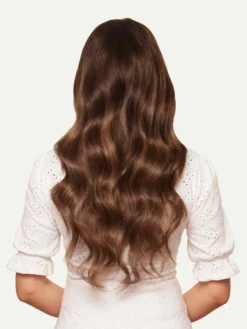 20" Chocolate Brown Balayage Halo® Hair Extensions (180g) -Hair Extensions Shop Luxy Hair Extensions Chocolate Brown Balayage 20 After Back