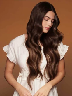 24" Classic Chocolate Brown Balayage Clip-Ins (240g) -Hair Extensions Shop Luxy Hair Extensions Chocolate Brown Balayage 24 After NS1