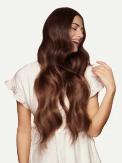 24" Classic Chocolate Brown Balayage Clip-Ins (240g) -Hair Extensions Shop Luxy Hair Extensions Chocolate Brown Balayage 24 After Side2