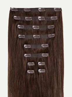 20" Classic Chocolate Brown Balayage Clip-Ins (160g) -Hair Extensions Shop Luxy Hair Extensions Chocolate Brown Balayage Classic 160g StackedWefts