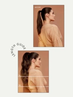 16" Chocolate Brown Balayage Ponytail Extension (100g) -Hair Extensions Shop Luxy Hair Extensions Chocolate Brown Balayage Length Guide2