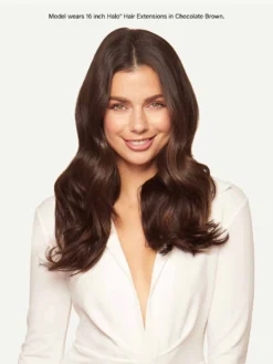 12" Chocolate Brown Halo® Hair Extensions (150g) -Hair Extensions Shop Luxy Hair Extensions Chocolate Brown 12 Inch Halo After Front 2023