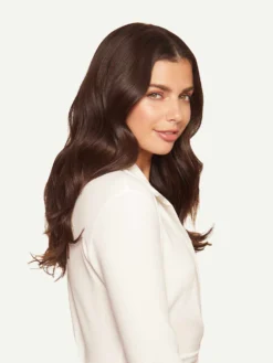 16" Chocolate Brown Halo® Hair Extensions (140g) 24 16" Chocolate Brown Halo® Hair Extensions (140g) -Hair Extensions Shop Luxy Hair Extensions Chocolate Brown 16 After Side