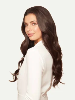 20" Chocolate Brown Halo® Hair Extensions (180g) -Hair Extensions Shop Luxy Hair Extensions Chocolate Brown 20 After Side