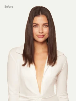 12" Chocolate Brown Halo® Hair Extensions (150g) -Hair Extensions Shop Luxy Hair Extensions Chocolate Brown Before Front 69db7640 f7cd 4059 8d32 1640953b35bd