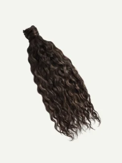 20" Cool Dark Brown Balayage Curly Ponytail Extension (120g) -Hair Extensions Shop Luxy Hair Extensions Cool Dark Brown Balayage Curly Ponytail Swoopy