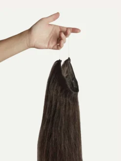 16" Cool Dark Brown Halo® Hair Extensions (140g) -Hair Extensions Shop Luxy Hair Extensions Cool Dark Brown Halo Hand