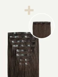 20" Seamless Cool Dark Brown Volume Bundle Clip-Ins -Hair Extensions Shop Luxy Hair Extensions Cool Dark Brown Seamless 225g Volume Bundle