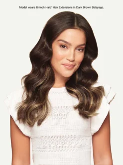 12" Dark Brown Balayage Halo® Hair Extensions (150g) 18 12" Dark Brown Balayage Halo® Hair Extensions (150g) -Hair Extensions Shop Luxy Hair Extensions Dark Brown Balayage 12 Inch Halo After Front 2023