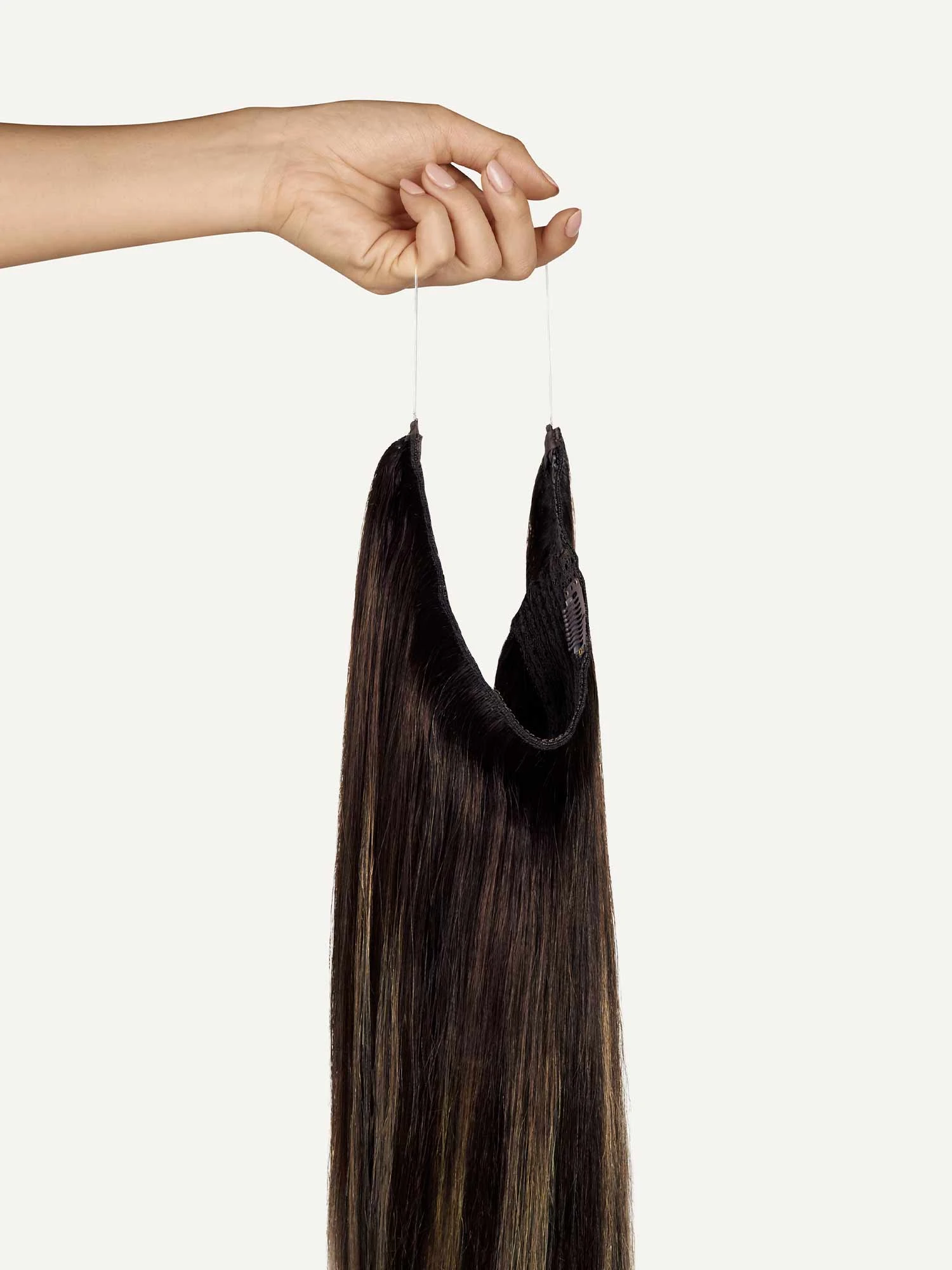 12" Dark Brown Balayage Halo® Hair Extensions (150g) 9 12" Dark Brown Balayage Halo® Hair Extensions (150g) - Image 9