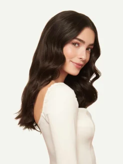 16" Dark Brown Halo® Hair Extensions Volume Bundle -Hair Extensions Shop Luxy Hair Extensions Dark Brown 16 After Side d99d5756 39a1 4b8b 9013 4d13f8934769