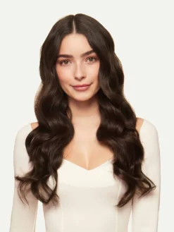 20" Dark Brown Halo® Hair Extensions (180g) -Hair Extensions Shop Luxy Hair Extensions Dark Brown 20 After Front1