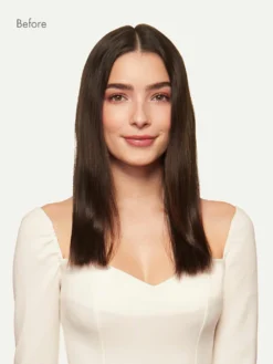 16" Dark Brown Halo® Hair Extensions Volume Bundle -Hair Extensions Shop Luxy Hair Extensions Dark Brown Before Front 018937c8 a63f 4fce 8fed 6c5ded44d13f