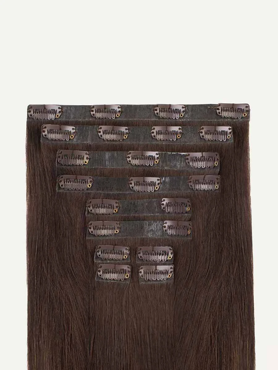 12" Seamless Dark Brown Balayage Clip-Ins (150g) 5 12" Seamless Dark Brown Balayage Clip-Ins (150g) - Image 5