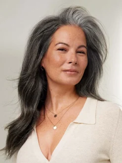 16" Dark Gray Halo® Hair Extensions (140g) -Hair Extensions Shop Luxy Hair Extensions Dark Grey 16 After Front 9c65c265 53bd 4d4a b265 f3d0a41411af