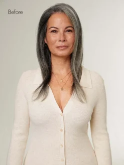 16" Classic Dark Gray Volume Bundle Clip-Ins -Hair Extensions Shop Luxy Hair Extensions Dark Grey 16 Before Front e485bfc6 1f89 4d1c 9da3 c19bd0b9671e