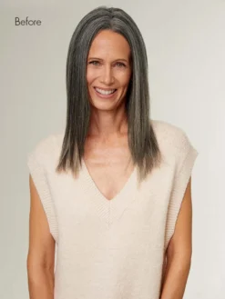 20" Classic Dark Gray Clip-Ins (220g) -Hair Extensions Shop Luxy Hair Extensions Dark Grey 20 Before Front 2f5f9422 6e6c 41d4 9689 7905401d109c