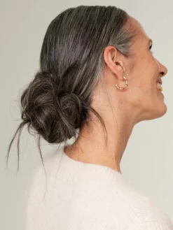 Dark Gray Clip-In Bun -Hair Extensions Shop Luxy Hair Extensions Dark Grey Buns After