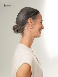 Dark Gray Clip-In Bun -Hair Extensions Shop Luxy Hair Extensions Dark Grey Buns Before