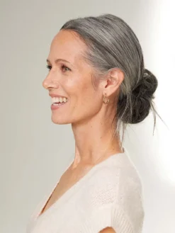 Dark Gray Clip-In Bun -Hair Extensions Shop Luxy Hair Extensions Dark Grey Buns Closeup 3