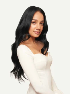 20" Jet Black Halo® Hair Extensions (180g) -Hair Extensions Shop Luxy Hair Extensions Jet Black 20 After Side a7a9b7e3 bea1 4685 9d34 f9affa22628d