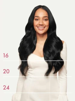 16" Jet Black Halo® Hair Extensions Volume Bundle -Hair Extensions Shop Luxy Hair Extensions Jet Black 20 Front 6d1290c9 c924 4901 b598 d04b801b36d0