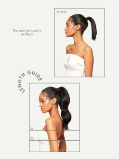 16" Beige Blonde Balayage Ponytail Extension (100g) 13 16" Beige Blonde Balayage Ponytail Extension (100g) -Hair Extensions Shop Luxy Hair Extensions Jet Black Length Guide1 a97d717b 7aa2 4297 8233 3c135497b7fe