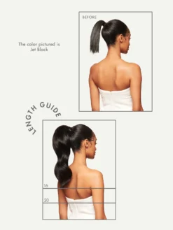 16" Chocolate Brown Balayage Ponytail Extension (100g) -Hair Extensions Shop Luxy Hair Extensions Jet Black Length Guide3
